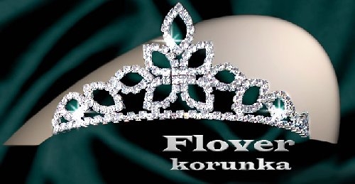 Flover korunka - strass stříbřený